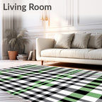 Green White Black Tartan Plaid Rug