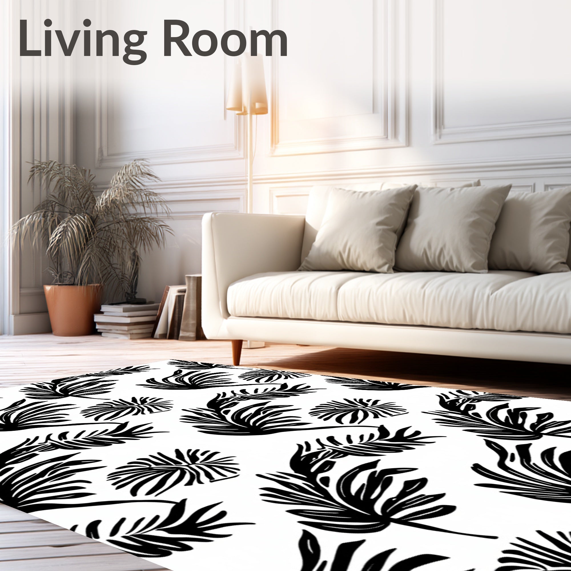 Bold Tropical Leaf Pattern Rug