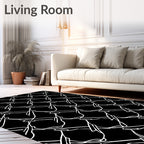 Abstract White Geometric Lattice Pattern Rug