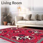 Red Floral Vine Intricate Pattern Rug