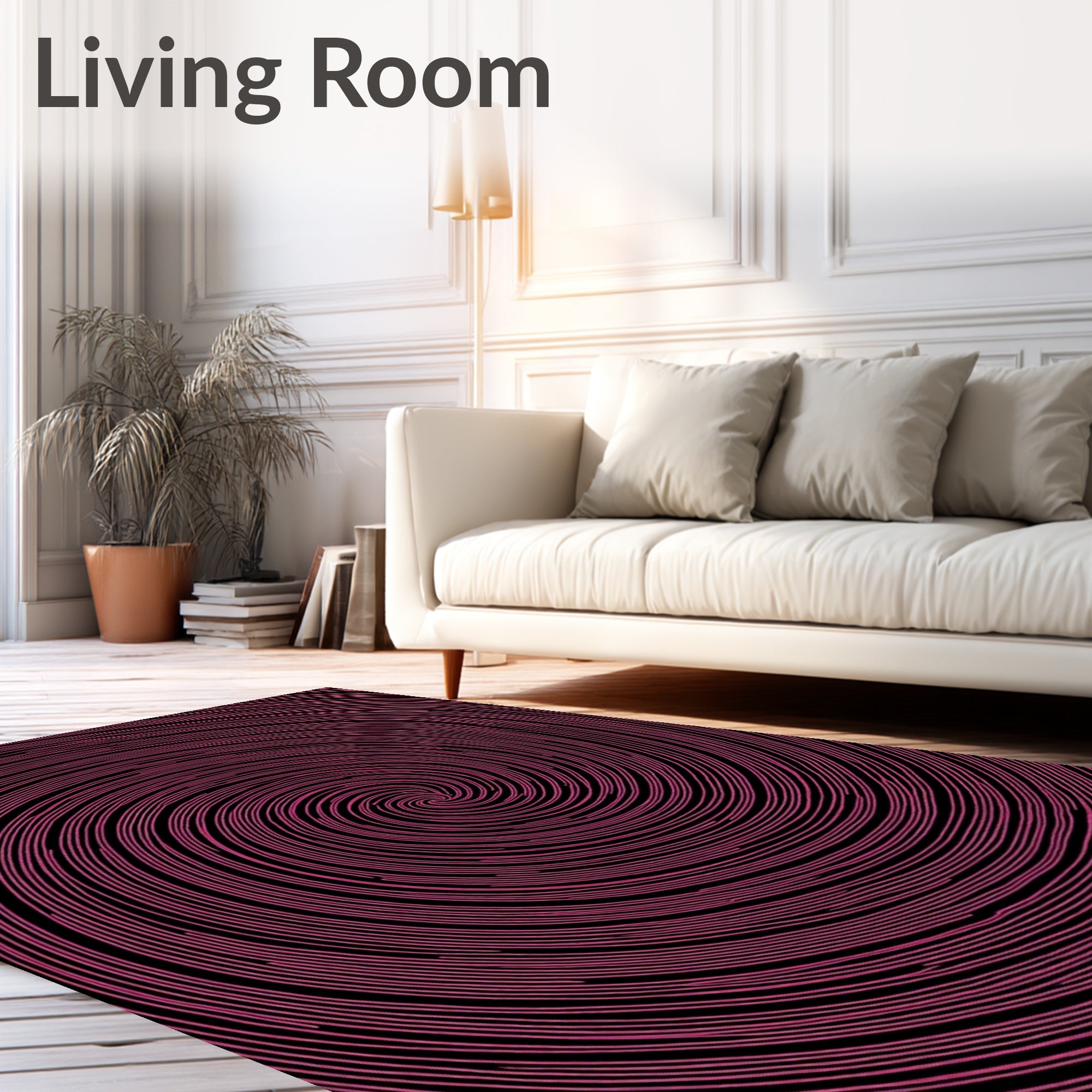 Pink Swirl Patterned Textile Art Rug