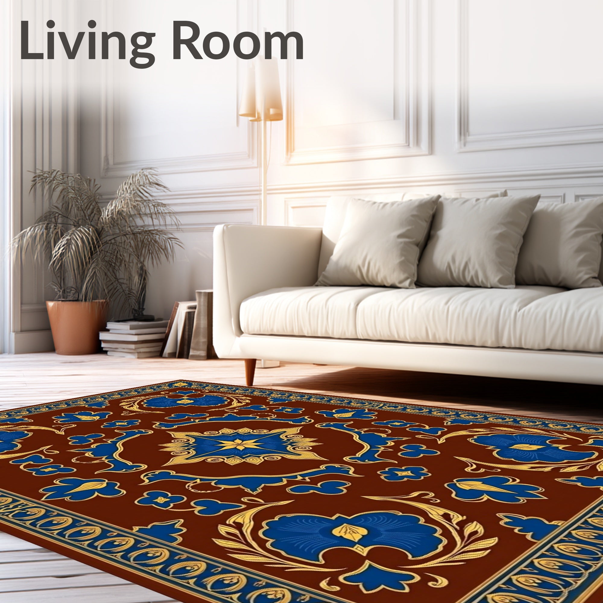 Rich Floral Medallion And Border Design Rug