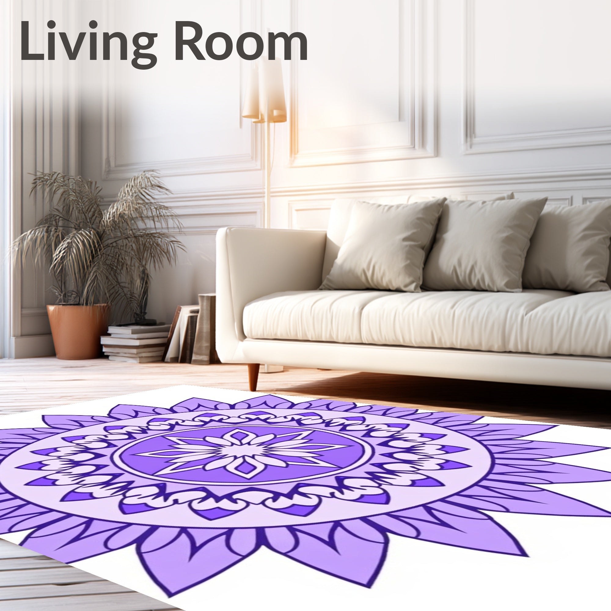 Purple Mandala Style Floral Rug