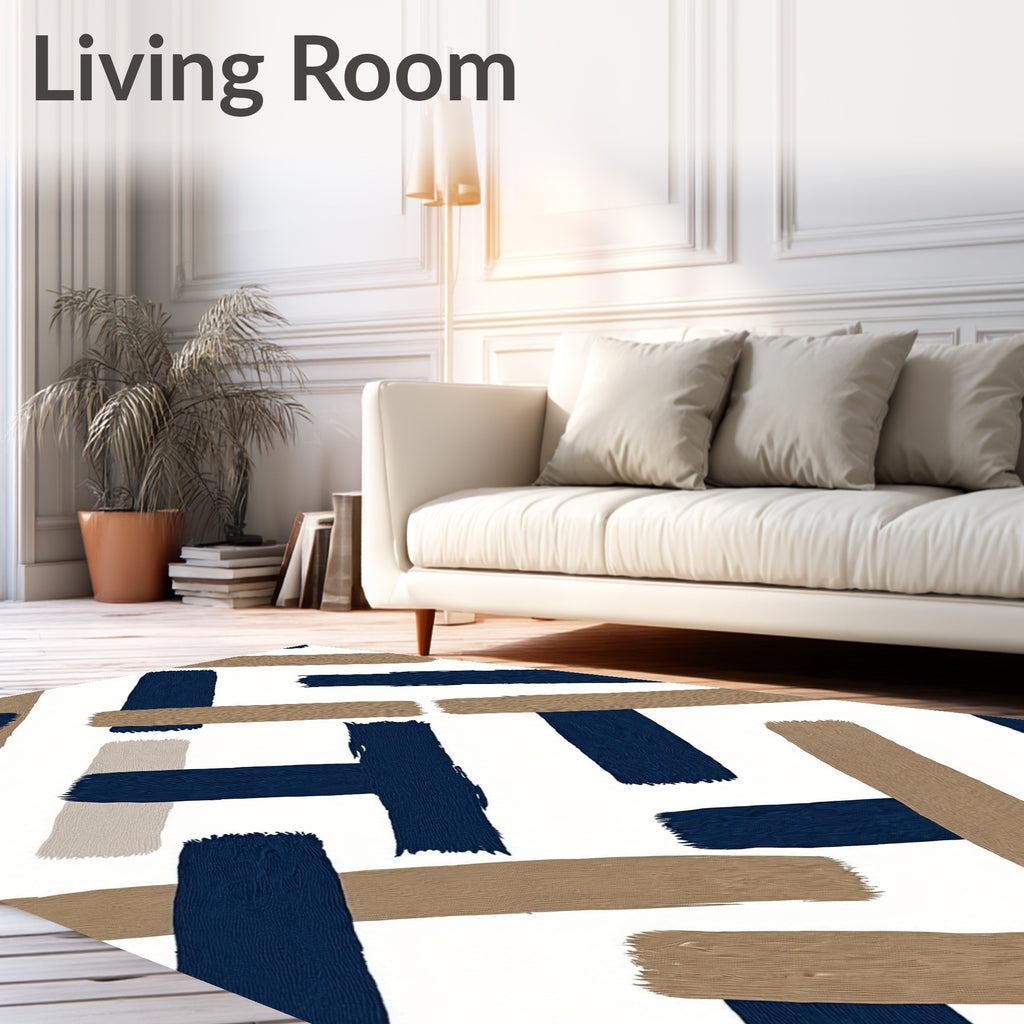 Brushstroke Intersecting Geometric Pattern Rug