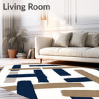 Brushstroke Intersecting Geometric Pattern Rug