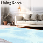 Sky Blue Contour Map Pattern Rug