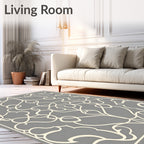 Elegant Off White Scrollwork Pattern Rug