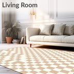 Classic Checkerboard Pattern Tan Rug