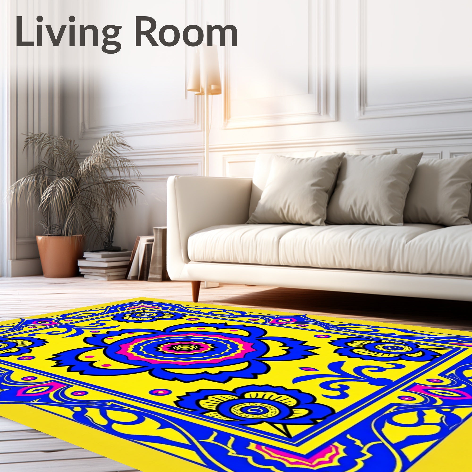 Bold Floral Medallion Bright Pattern Rug