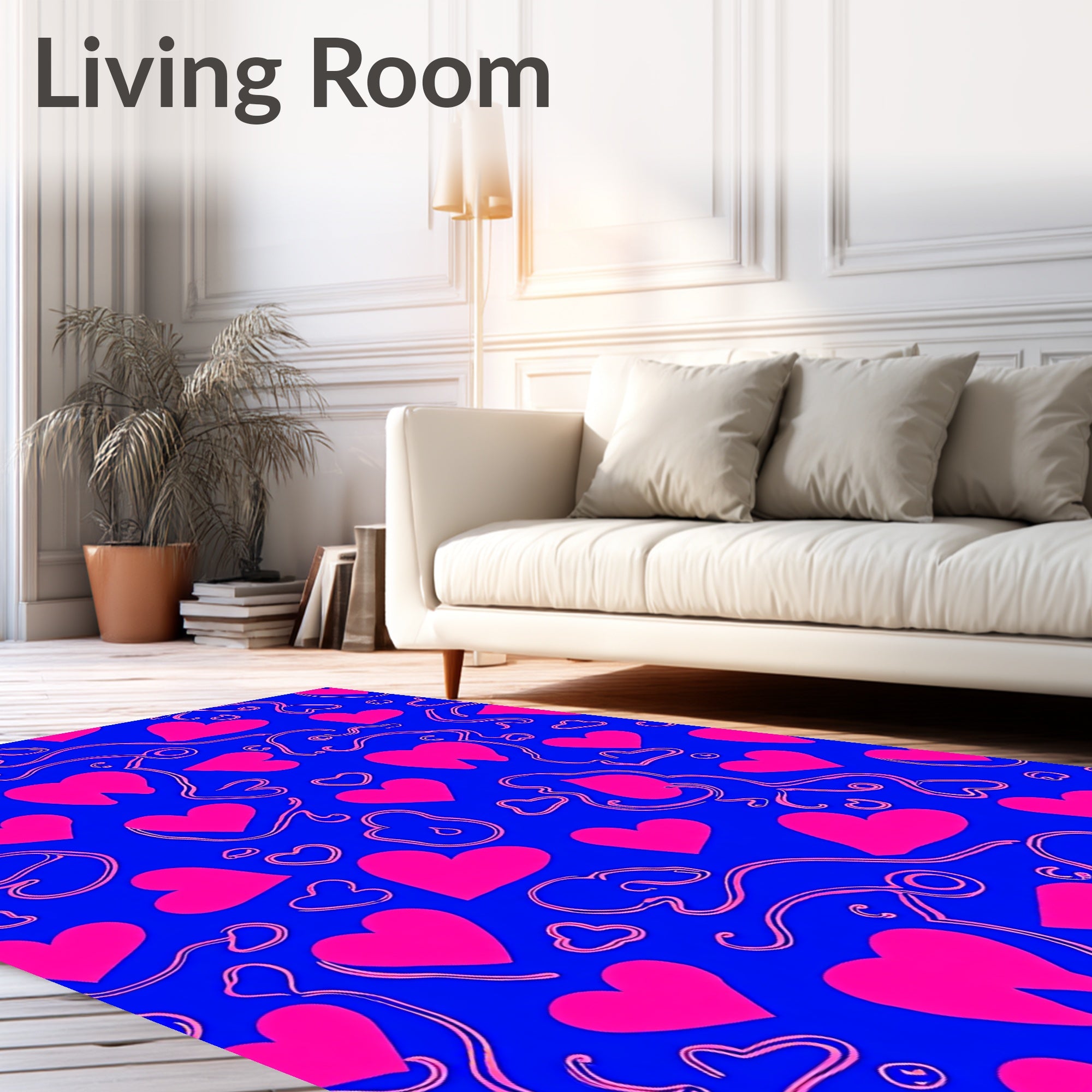 Bold Pink Heart Abstract Design Rug