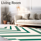 Emerald Chevron Patterned Geometric Design Rug