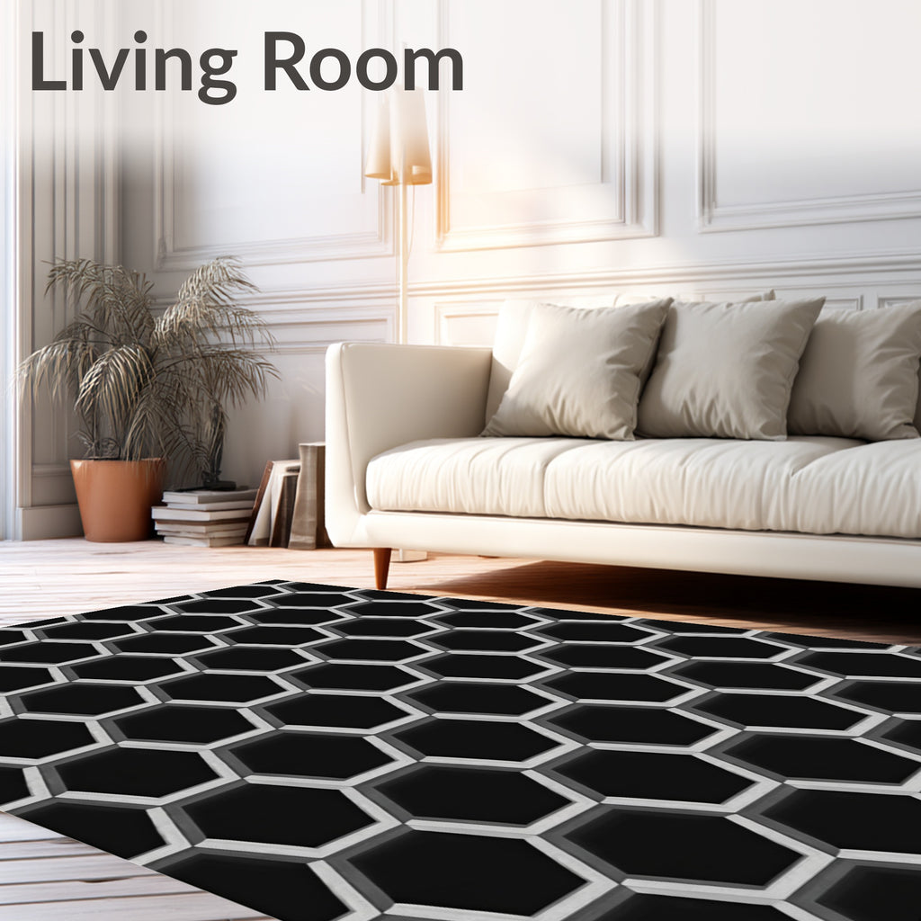 Geometric Honeycomb Shadow Hexagon Rug