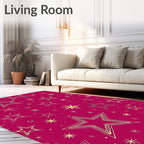 Gold Stars Scattered Pattern Rug