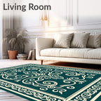 Elaborate Cream Swirl Decorative Rug