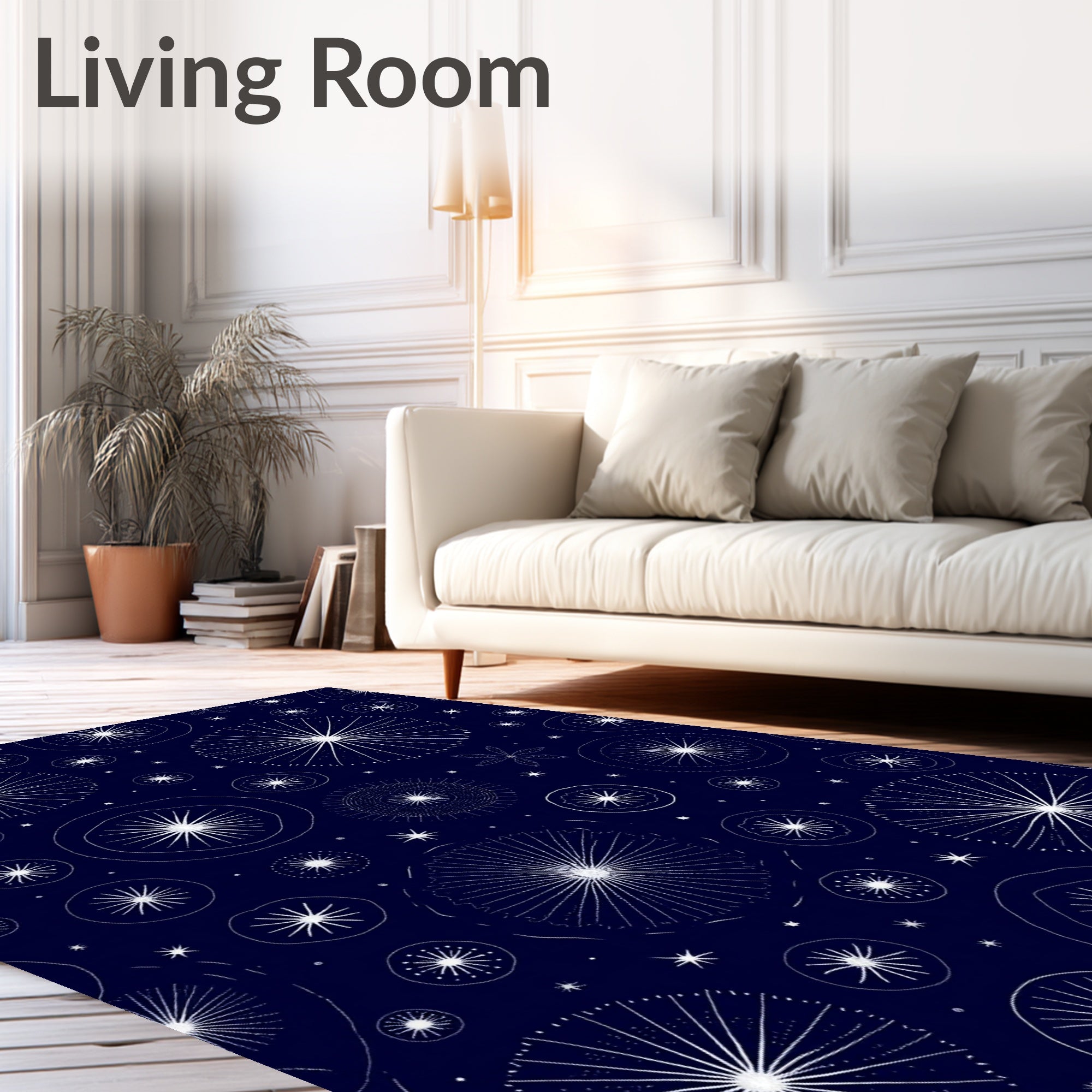 Midnight Bloom Starburst Pattern Rug