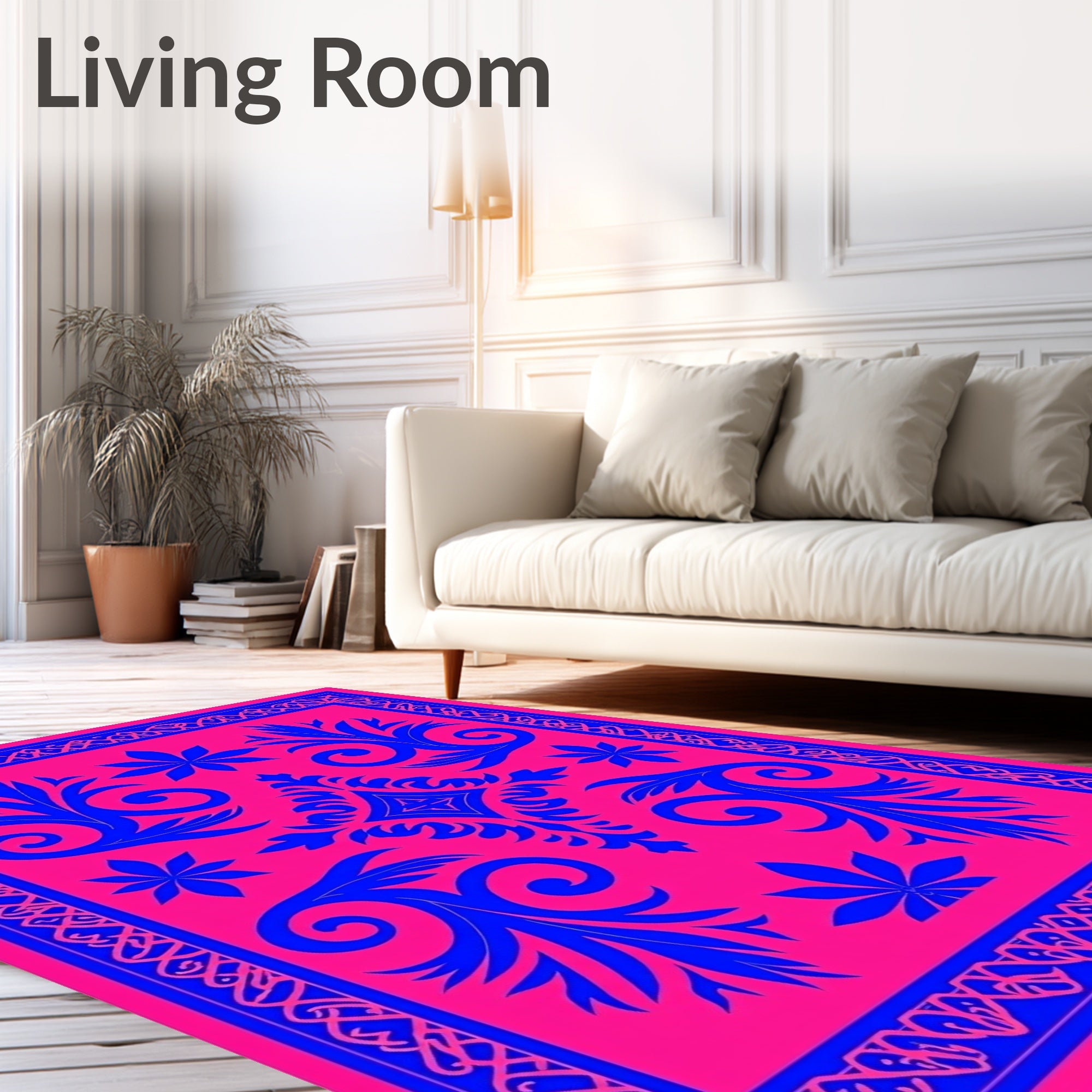 Bold Floral Scroll Pattern Rug