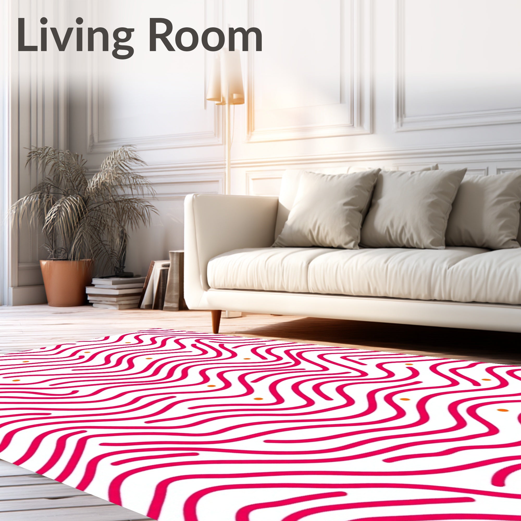 Pink Waves With Orange Dots Pattern Rug