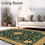 Vintage Floral Patterned Golden Rug