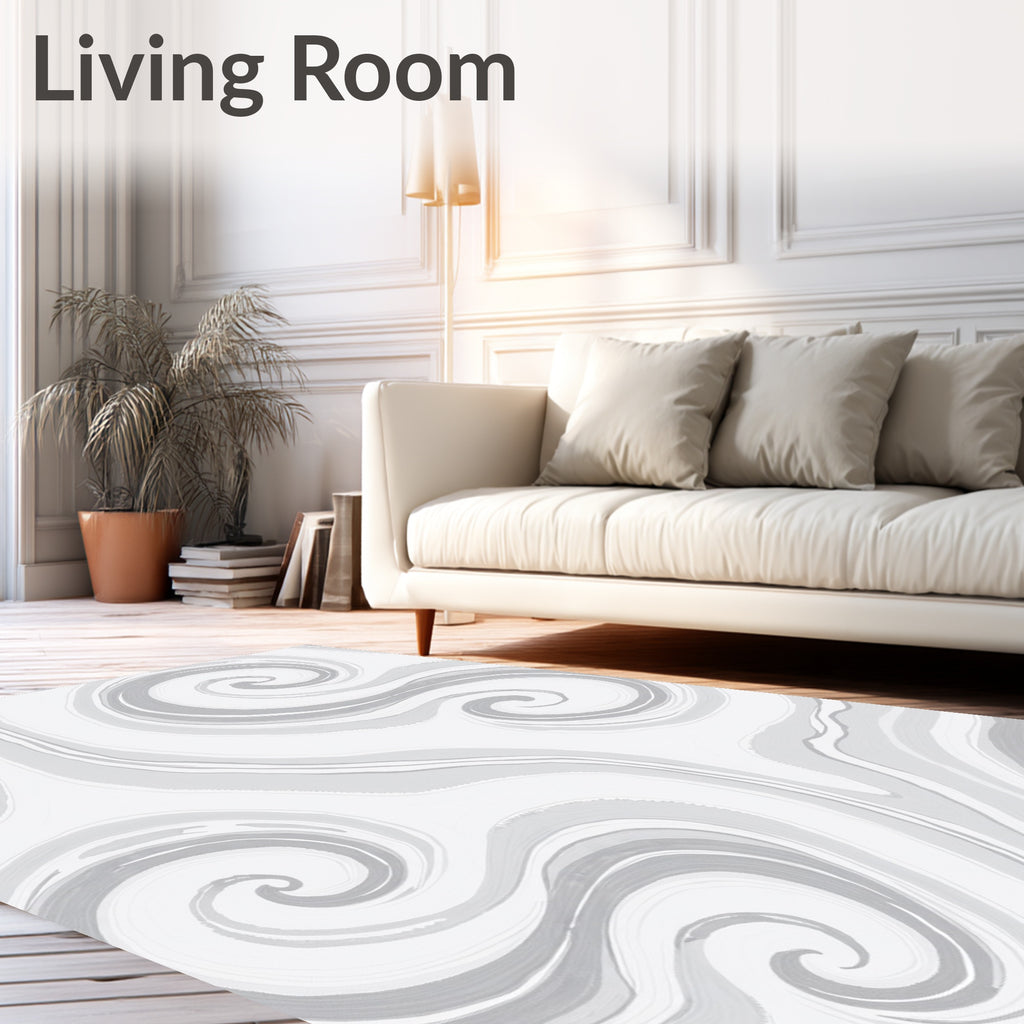 Monochrome Swirl Motion Pattern Rug