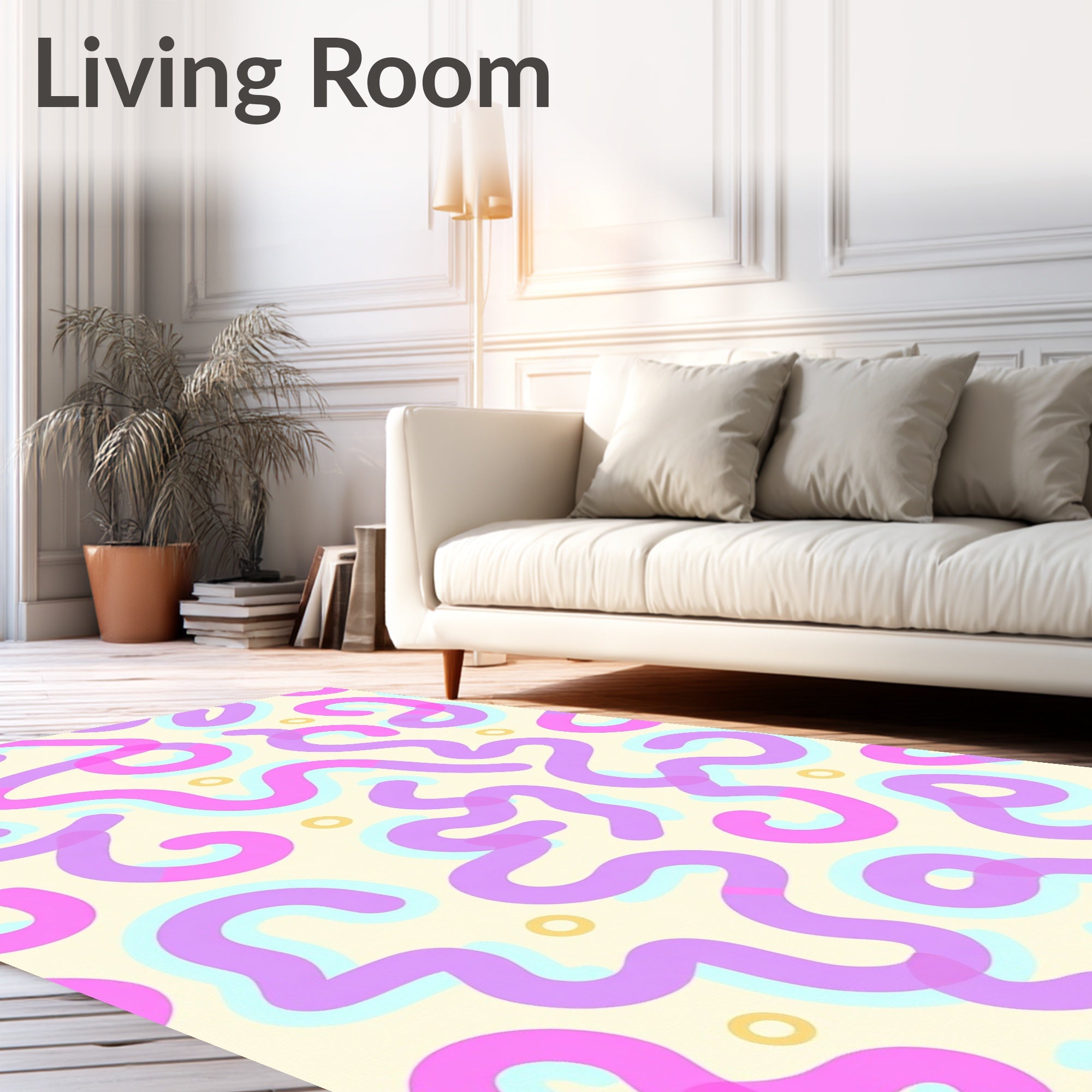 Playful Wavy Lines Pattern Rug