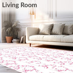 Pink Floral Stripe Art Rug