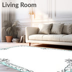 Ornate Scrollwork and Floral Border Design Rug