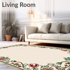 Vintage Floral Vine Border Design Rug