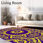 Purple And Yellow Intricate Mandala Rug