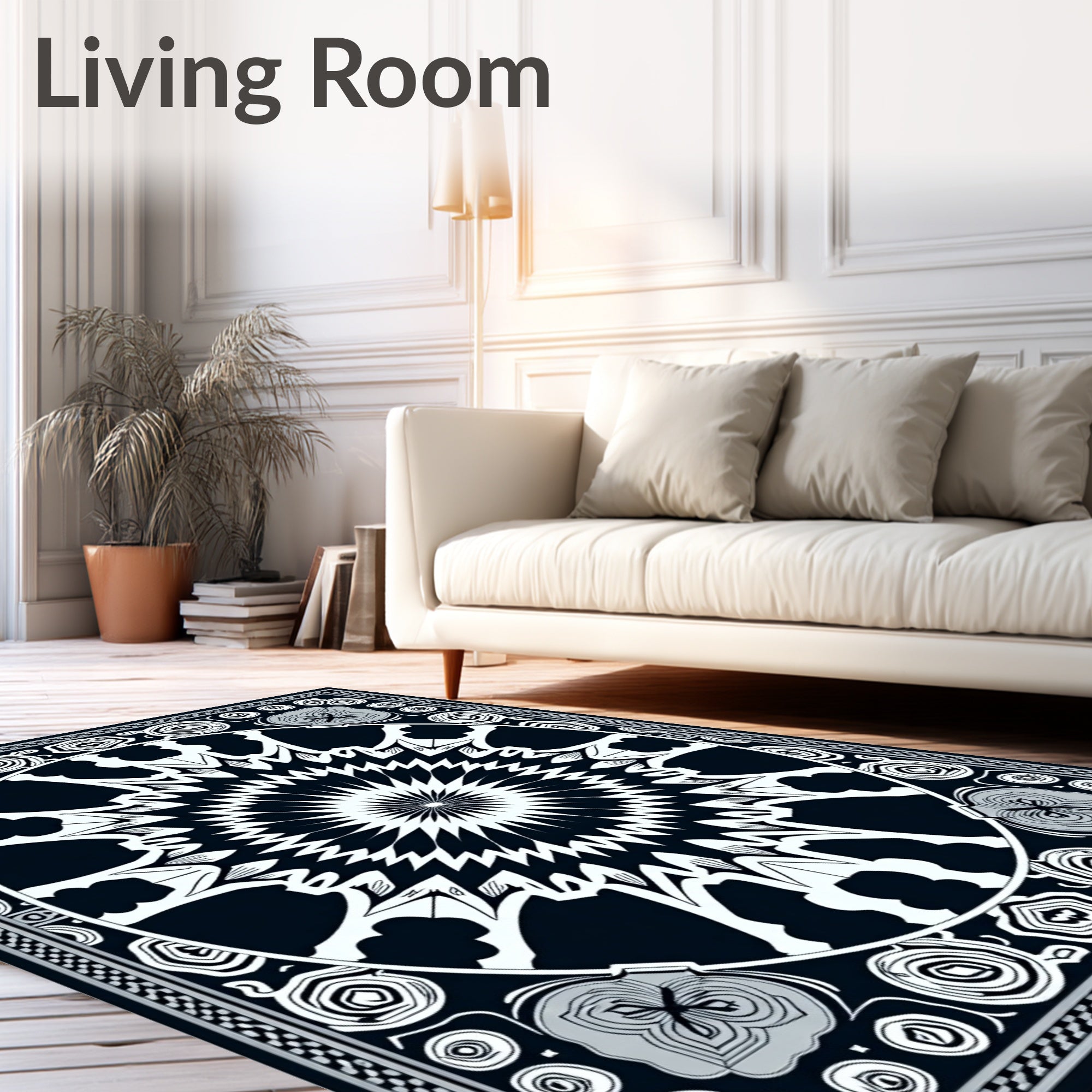 Bold Abstract Starburst Mandala Rug