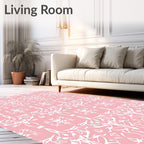 White Art Nouveau Floral Pattern Rug