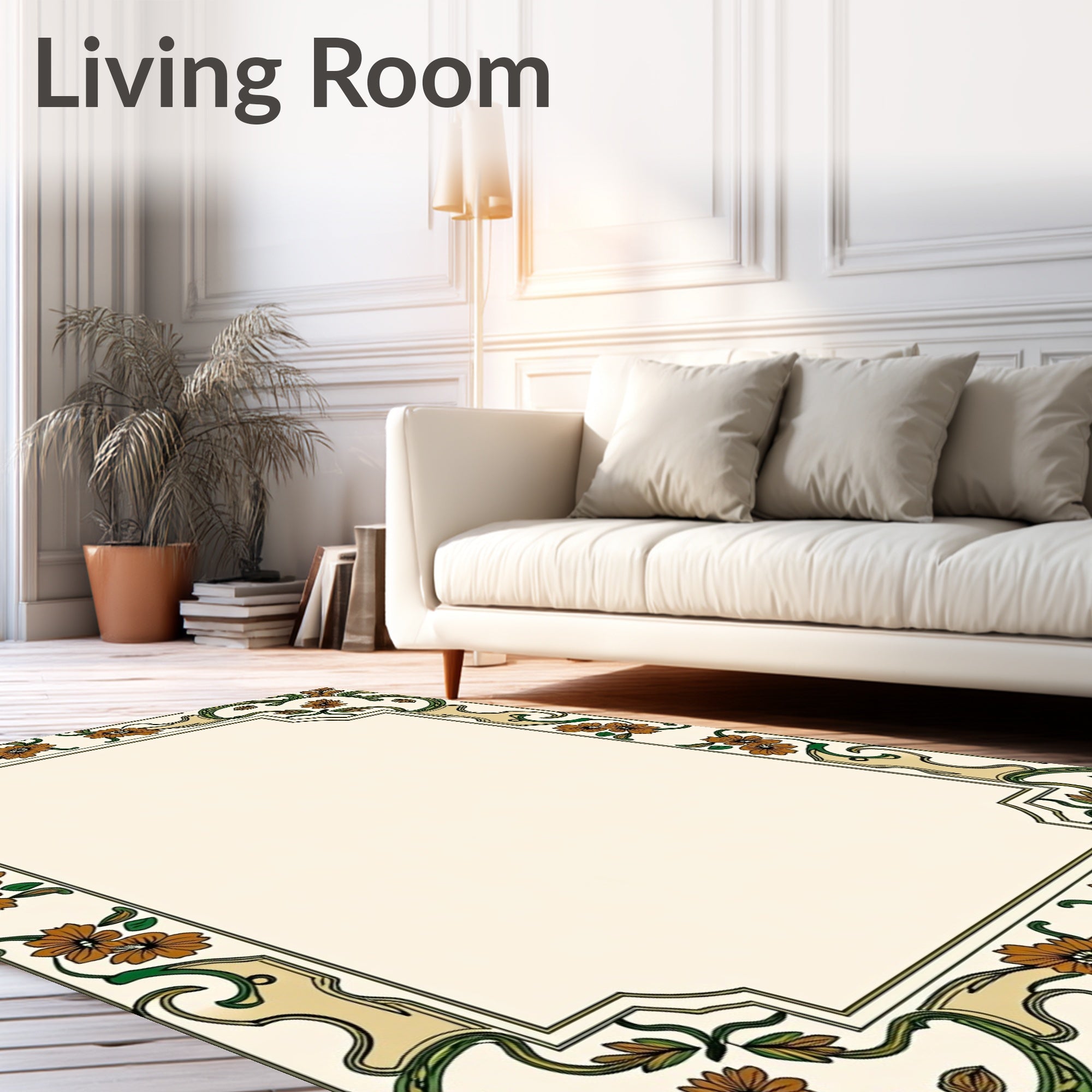 Floral Vine Art Nouveau Border Design Rug