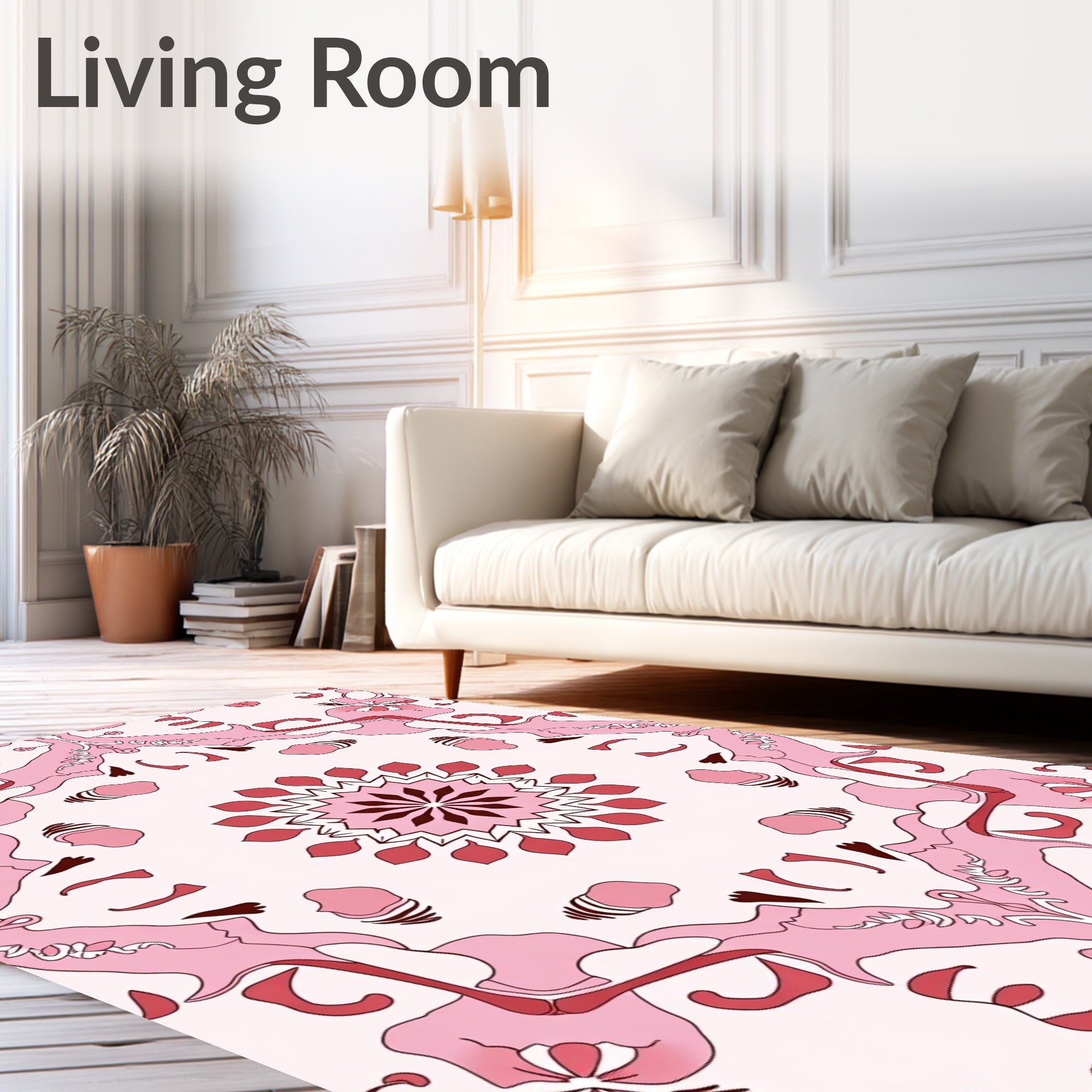 Pink Orchid Floral Mandala Pattern Rug