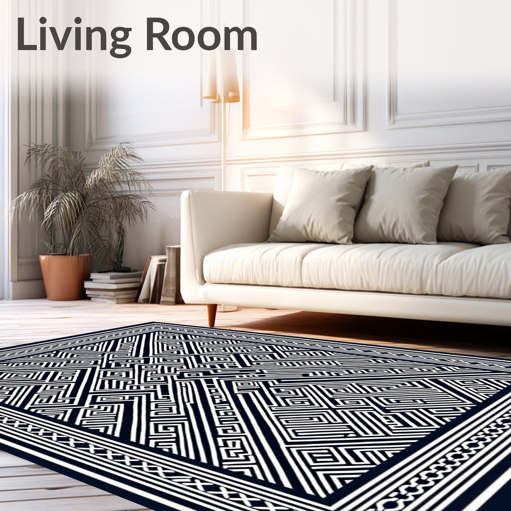 Intricate Geometric Maze Pattern Rug