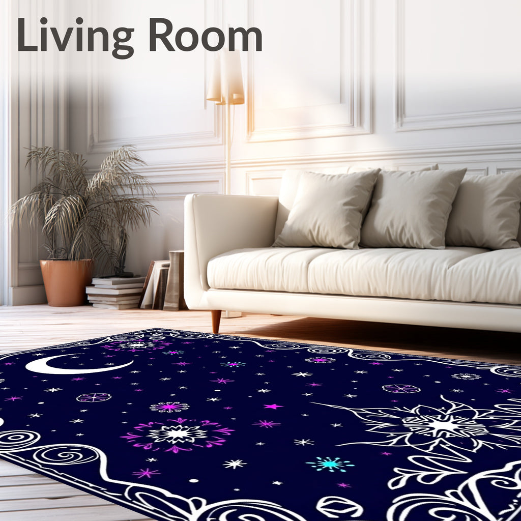 Celestial Moon Starburst Design Rug