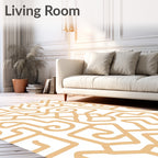 Beige Swirl Linear Pattern Rug