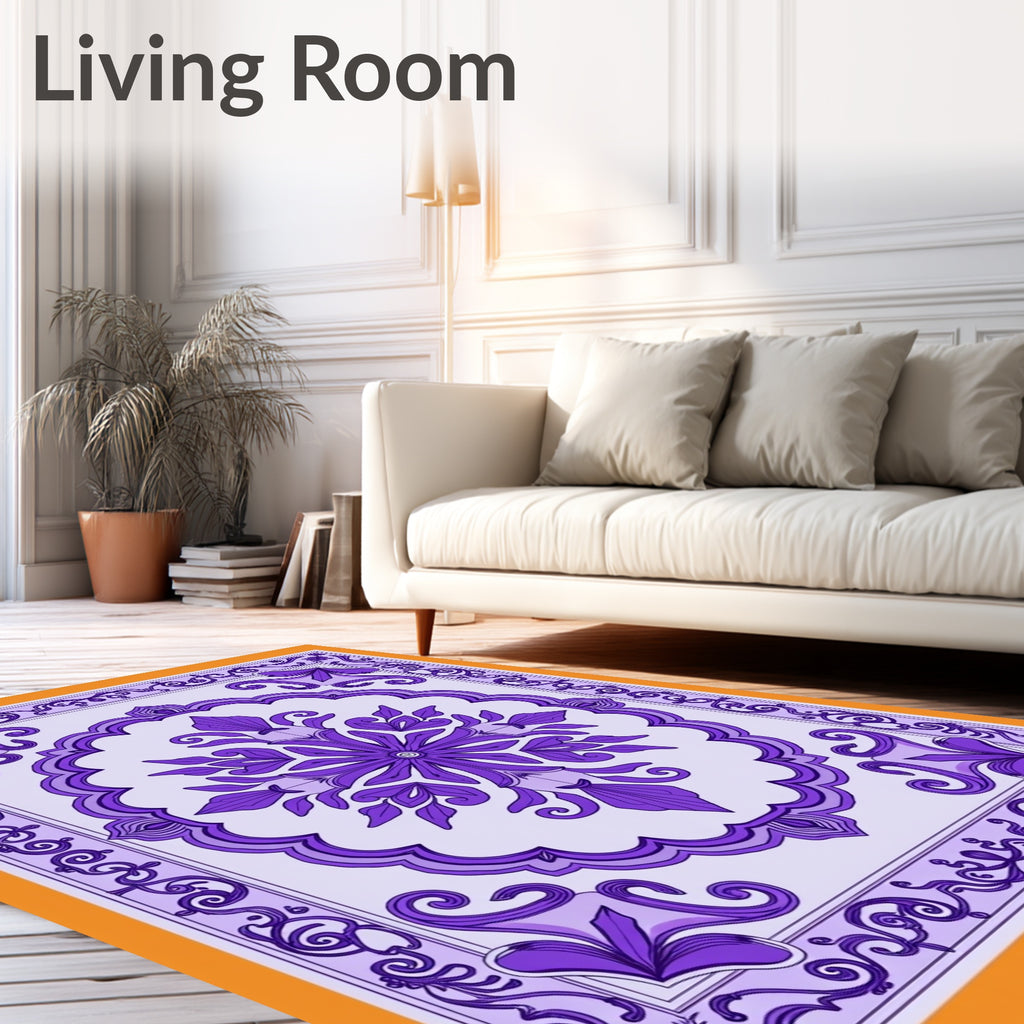 Purple Floral Mandala Rug