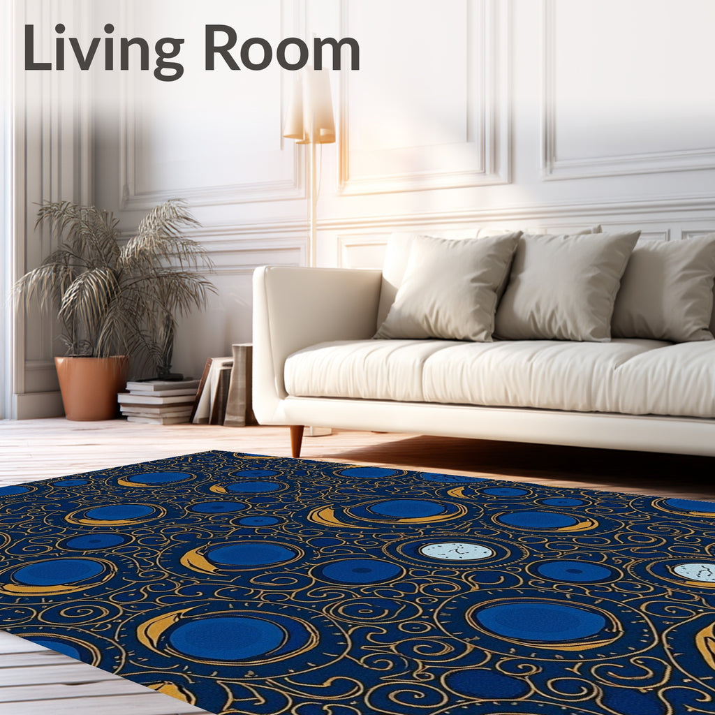 Ornate Midnight Celestial Circles Rug