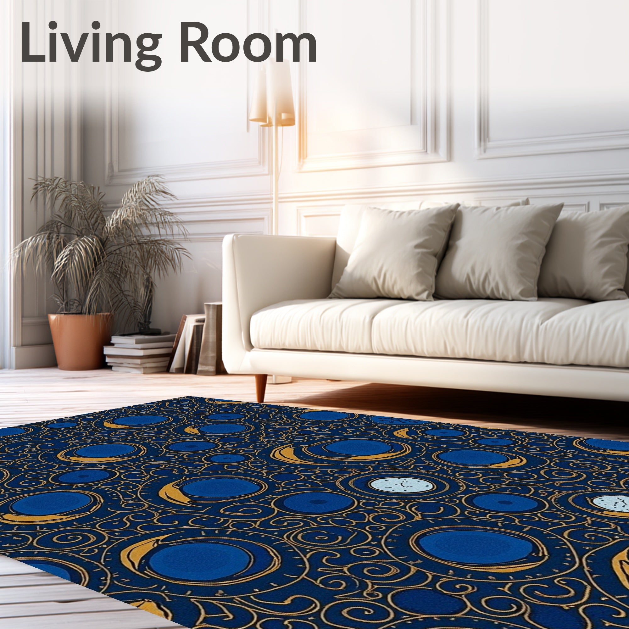 Ornate Midnight Celestial Circles Rug