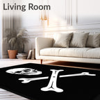Black Skull With 2 Bones Rug