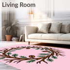 Woodland Branch Wreath with Pine Cones Rug