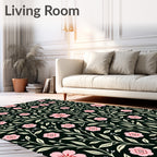 Vintage Pink Floral Vine Pattern Rug