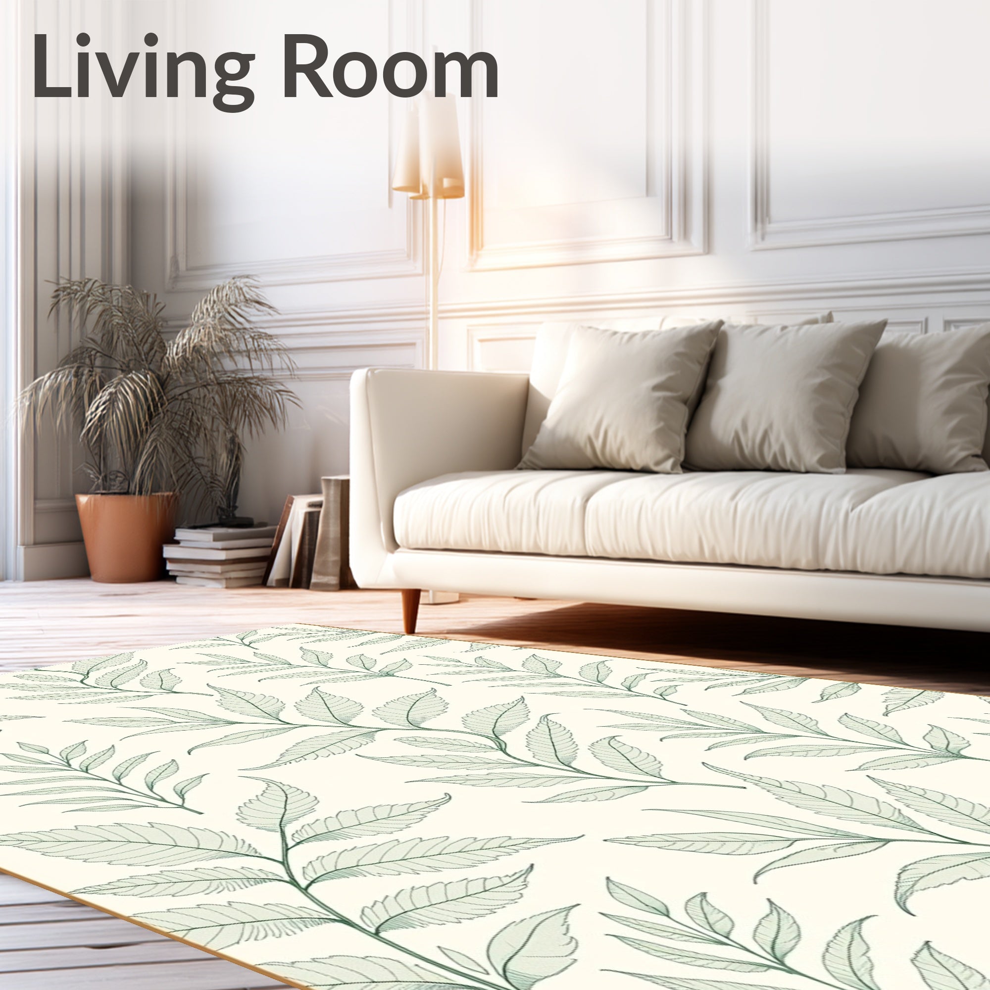 Elegant Leaf Branch Pattern Design Rug