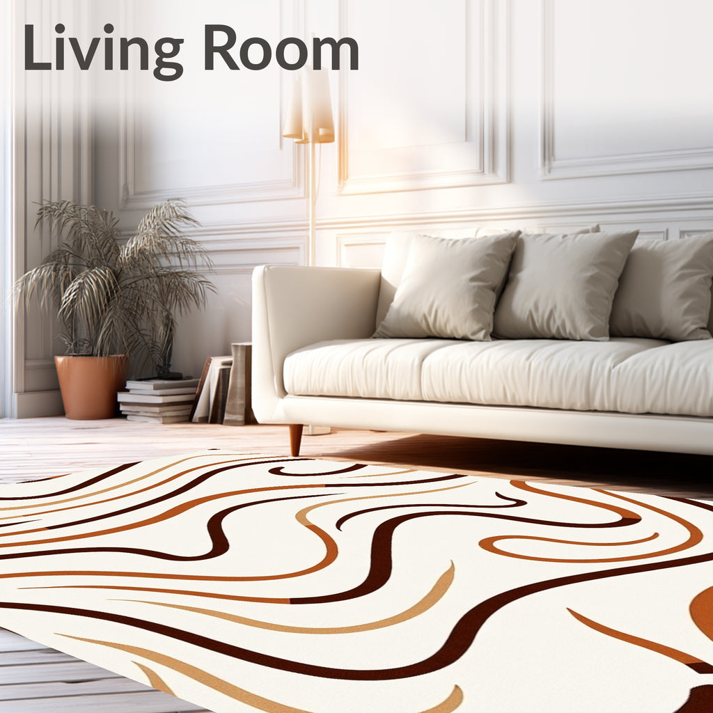 Curving Lines Warm Tones Abstract Design Rug