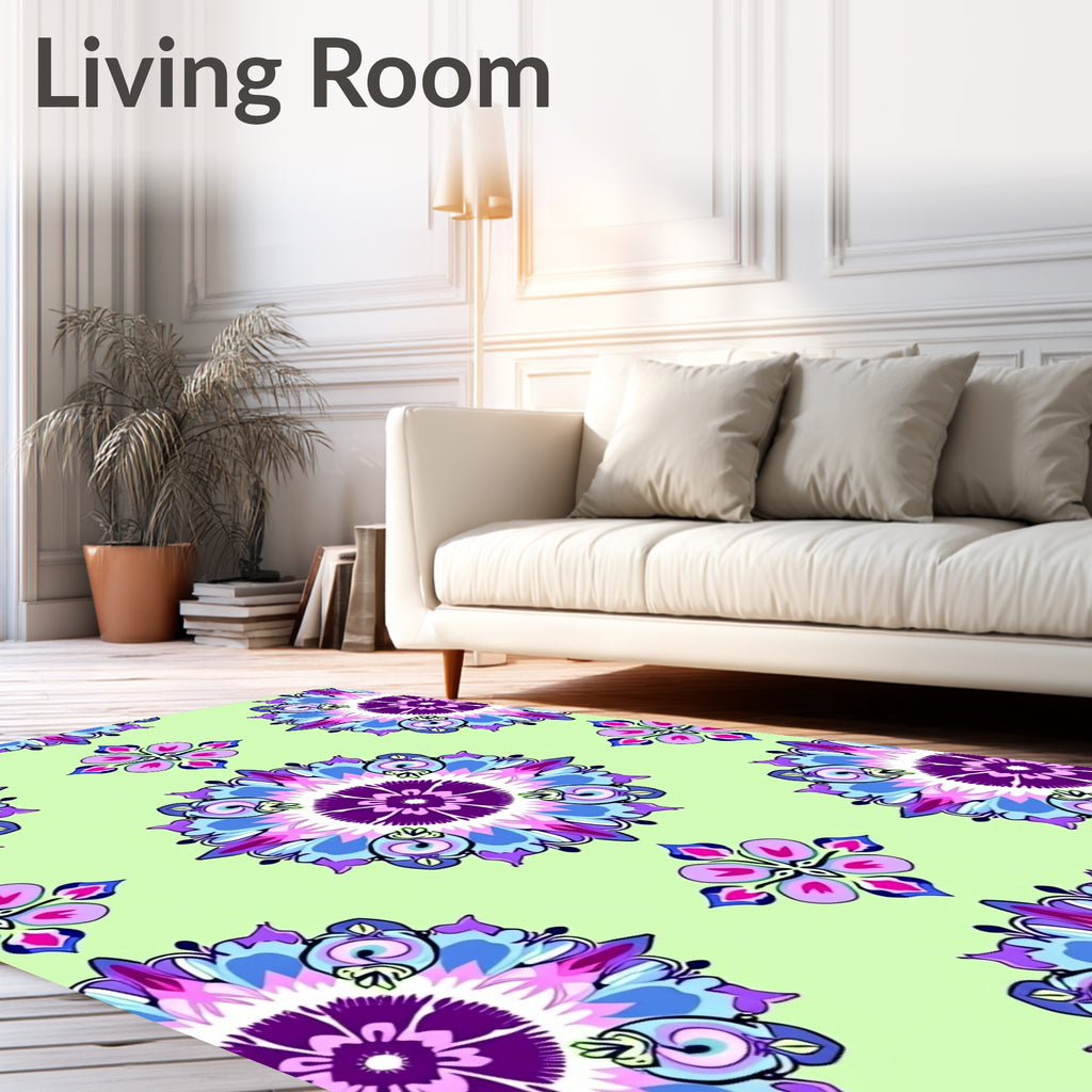 Vibrant Violet Swirl Floral Pattern Rug