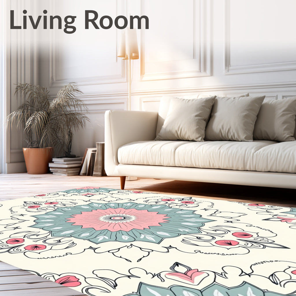 Intricate Mandala Floral Pattern Rug