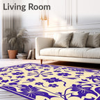 Blue Floral Vines Pattern Rug