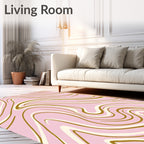Pink Swirl Gold Accented Swirl Pattern Rug
