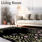 Golden Leaves and Pink Flowers Delightful Rug