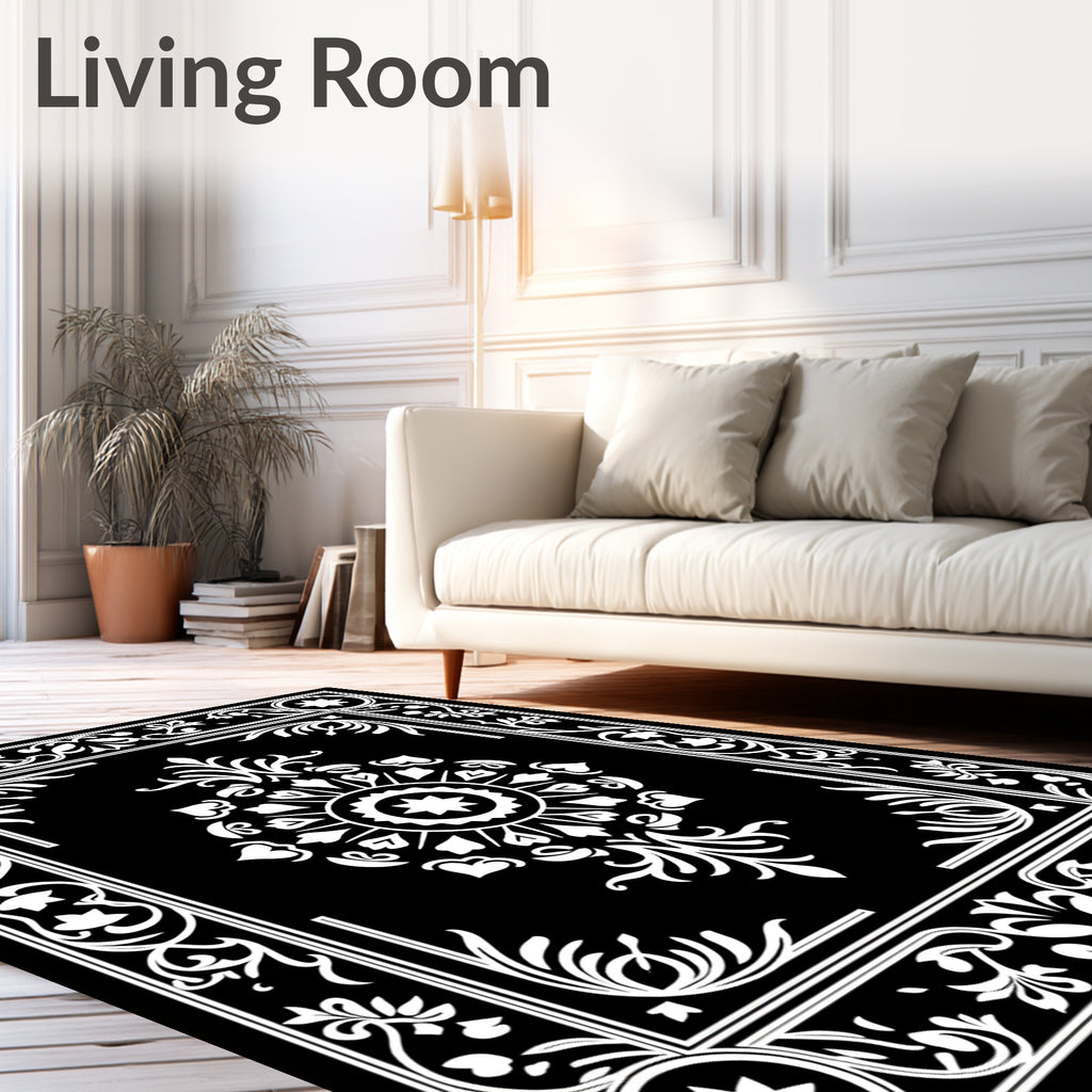 Classic Floral Medallion Border Design Rug