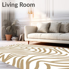 Abstract Gold Wavy Lines Rug